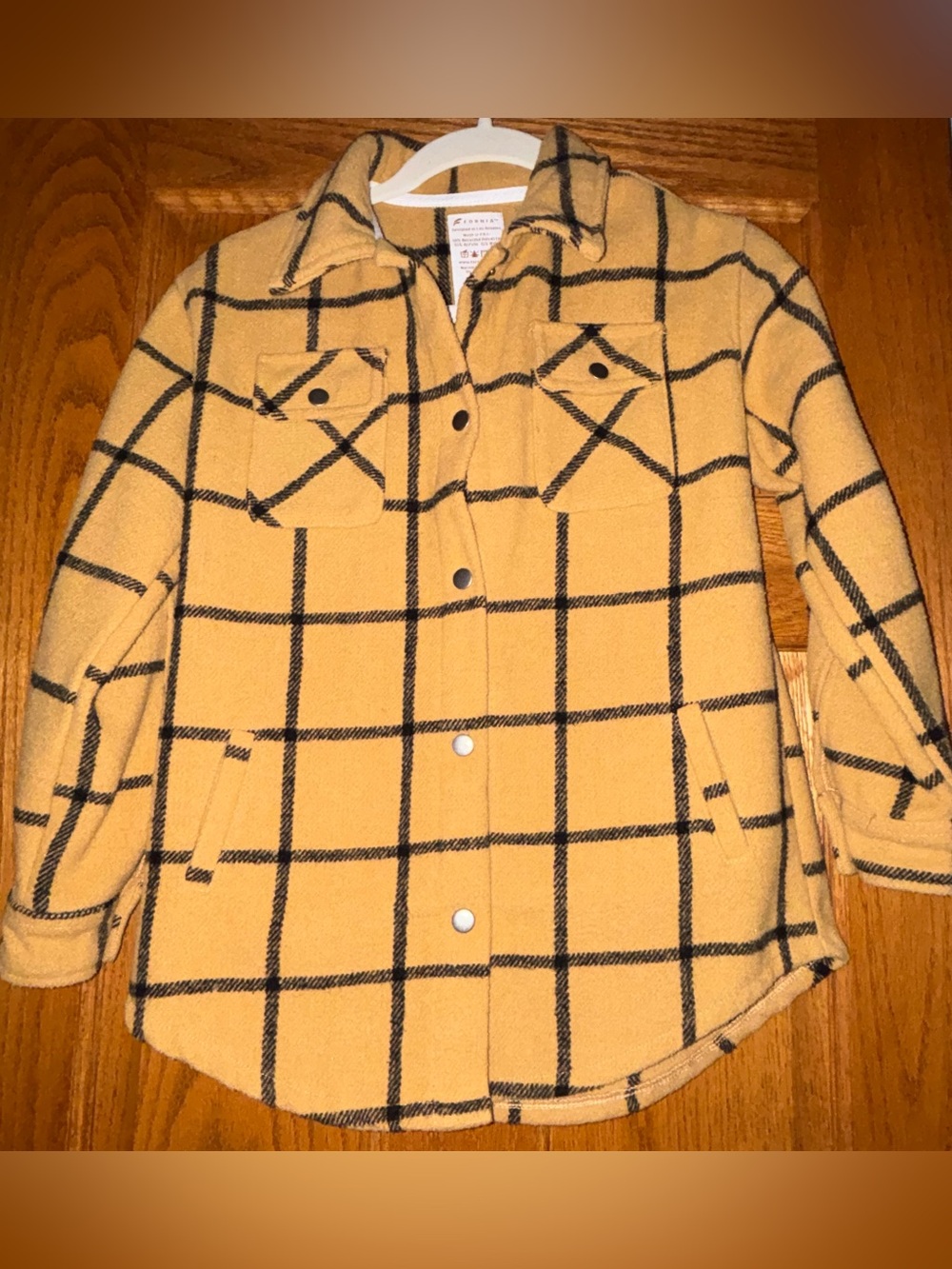 Fornia Mustard Plaid Girls Shacket